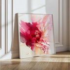 Abstract botanical fine art print ‘Heart Takes Flight’ in flowing red and colours